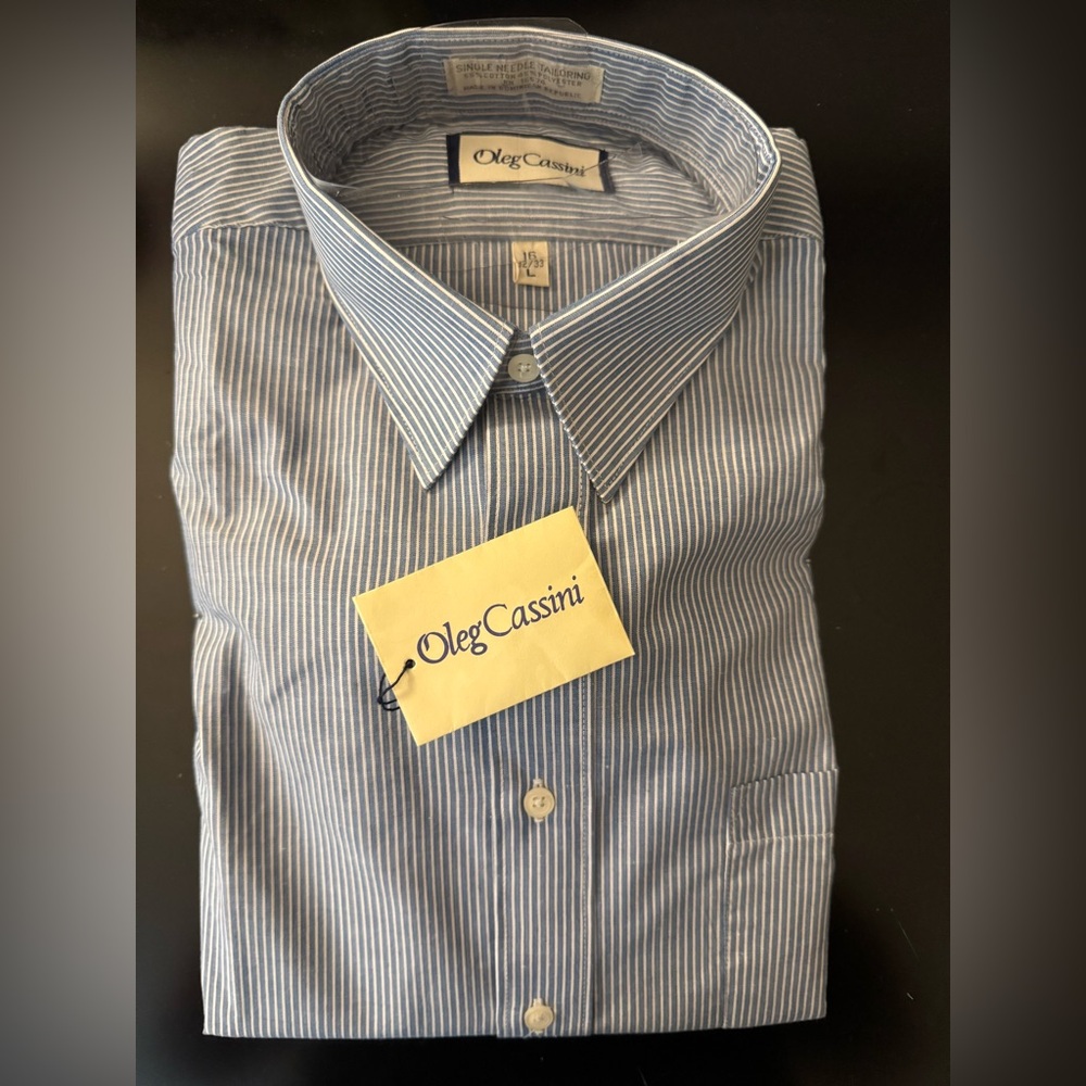 NWT Vintage Oleg Cassini Men’s Button Down Classic Dress Shirt Single Needle